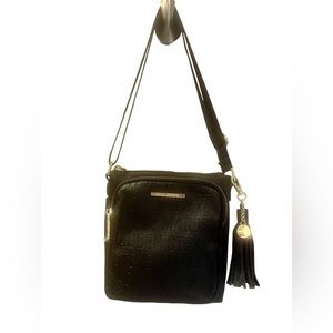 Steve Madden Logo Purse Handbag Small Backpack Black Leather Gold Zippers